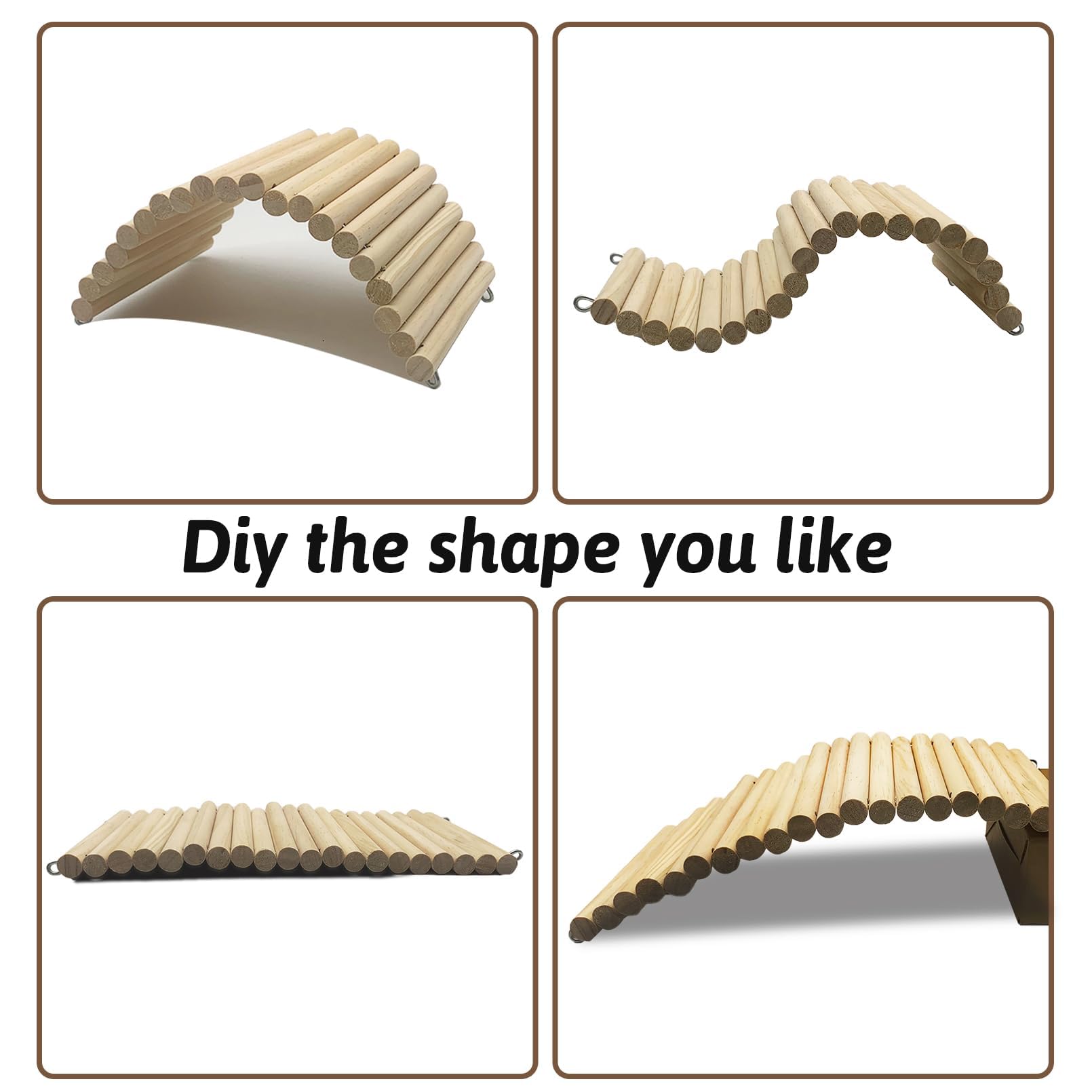 Hamiledyi 11.37 X 5.9 Inches Hides for Tortoises Wood Bendy Bridge Reptile Hide Climbing Ladder Hide Cave Turtle Habitat Decor f