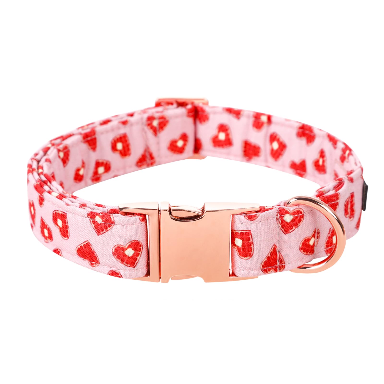 Lionet Paws Valentine Dog Collar, Heavy-Duty Cute Red Heart Pattern Collar With Metal Buckle Pet For Puppy And Cats, X Small, Ne