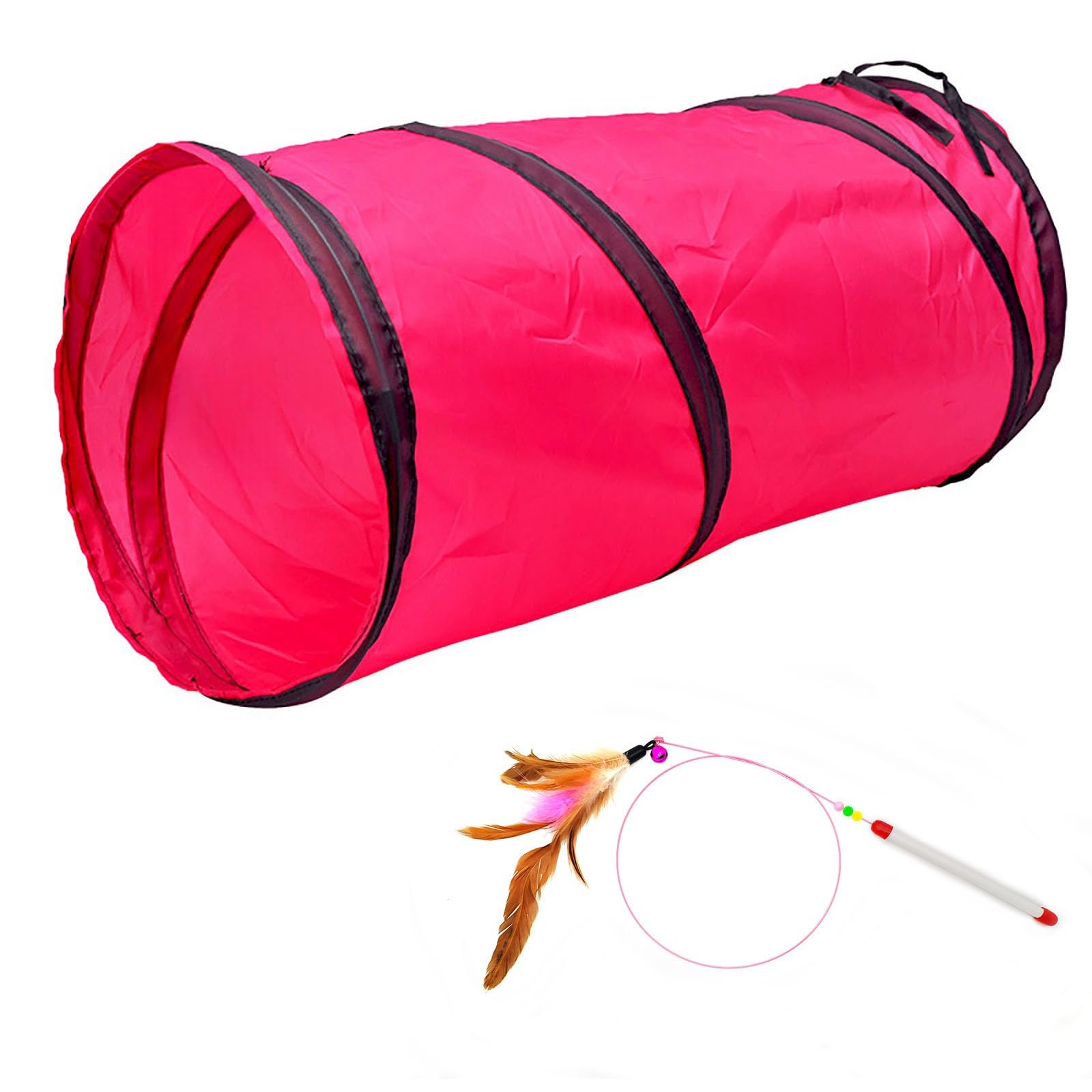 Icagy Cat Tunnel For Indoor Cats, Pet Cat Kitten Rabbit Play Toys Tube Tunnel Interactive Crinkle Pop Up 20''