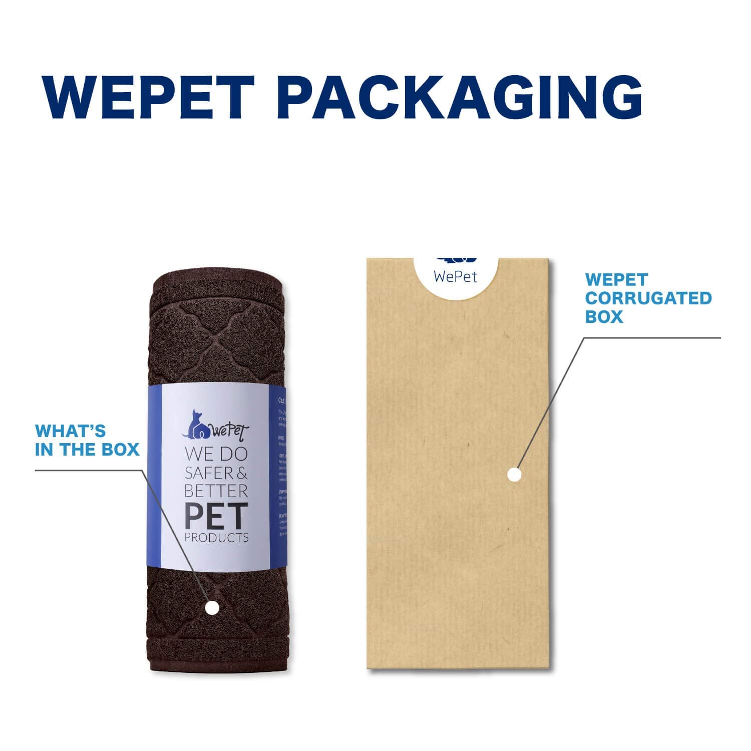 WePet Cat Litter Box Mat - XXL 47" x 36" Durable PVC Pad, Brown, Phthalate Free, Urine-Resistant, Scatter Control