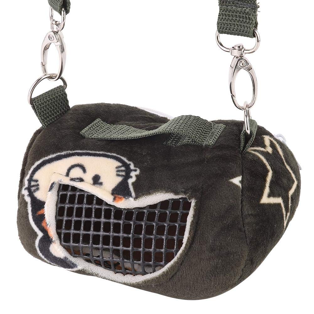 Pet Hamster Carrier, Blackish Green Flannelette Hamster Squirrel Travel Bags Portable Breathable Small Animal Carrier Outgoing S