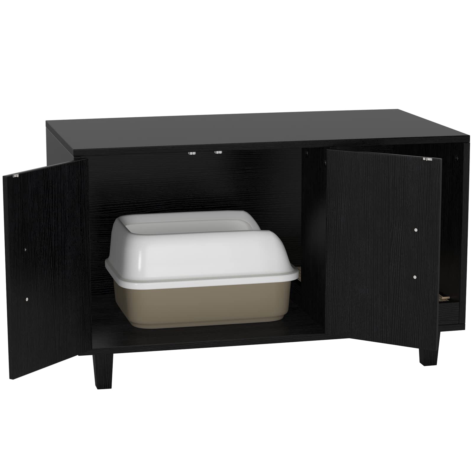 Gdlf Modern Wood Pet Crate Cat Washroom Hidden Litter Box Enclosure Furniture House As Table Nightstand With Scratch Pad,Stackab