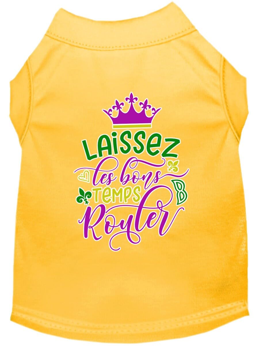 Mirage Pet Product Laissez Les Bons Temps Rouler Screen Print Mardi Gras Dog Shirt Yellow Lg