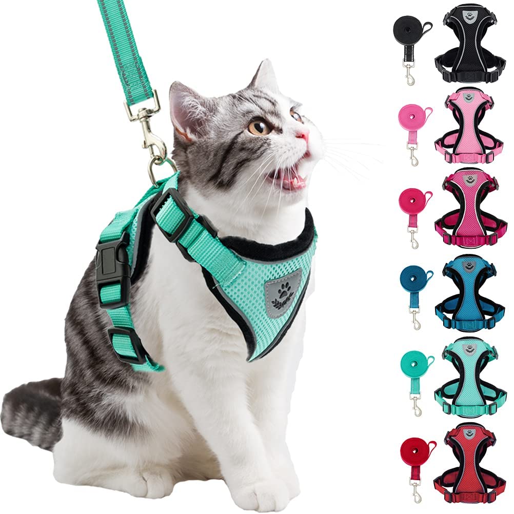 Pupteck Cat Harness And Leash Set Escape Proof Reflective Cat Walking Harness Adjustable Soft Breathable Mesh Vest For Small Pet