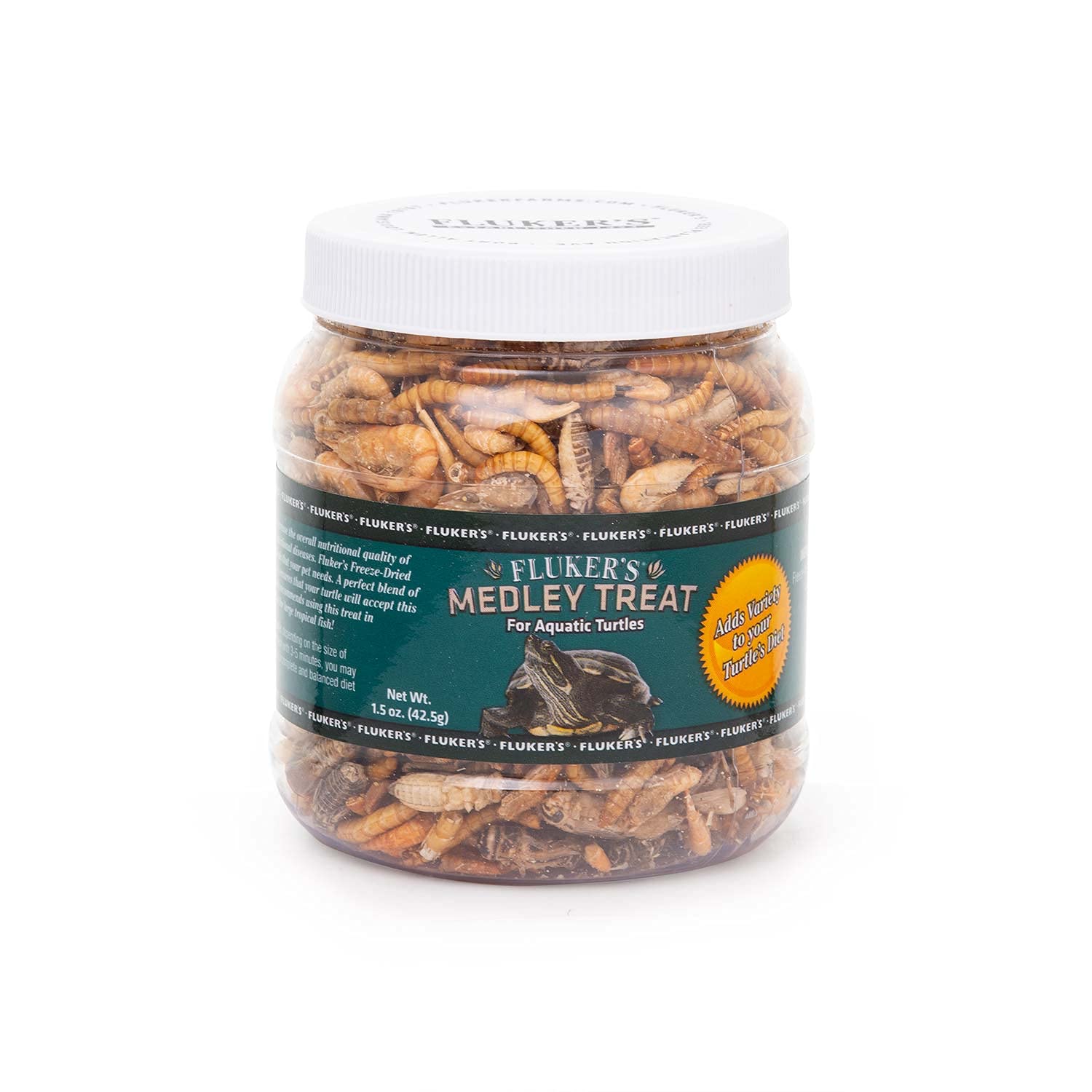 Flukers Medley Treat for Aquatic Turtles, River Shrimp, Mealworms, and Crickets, 1.5 oz