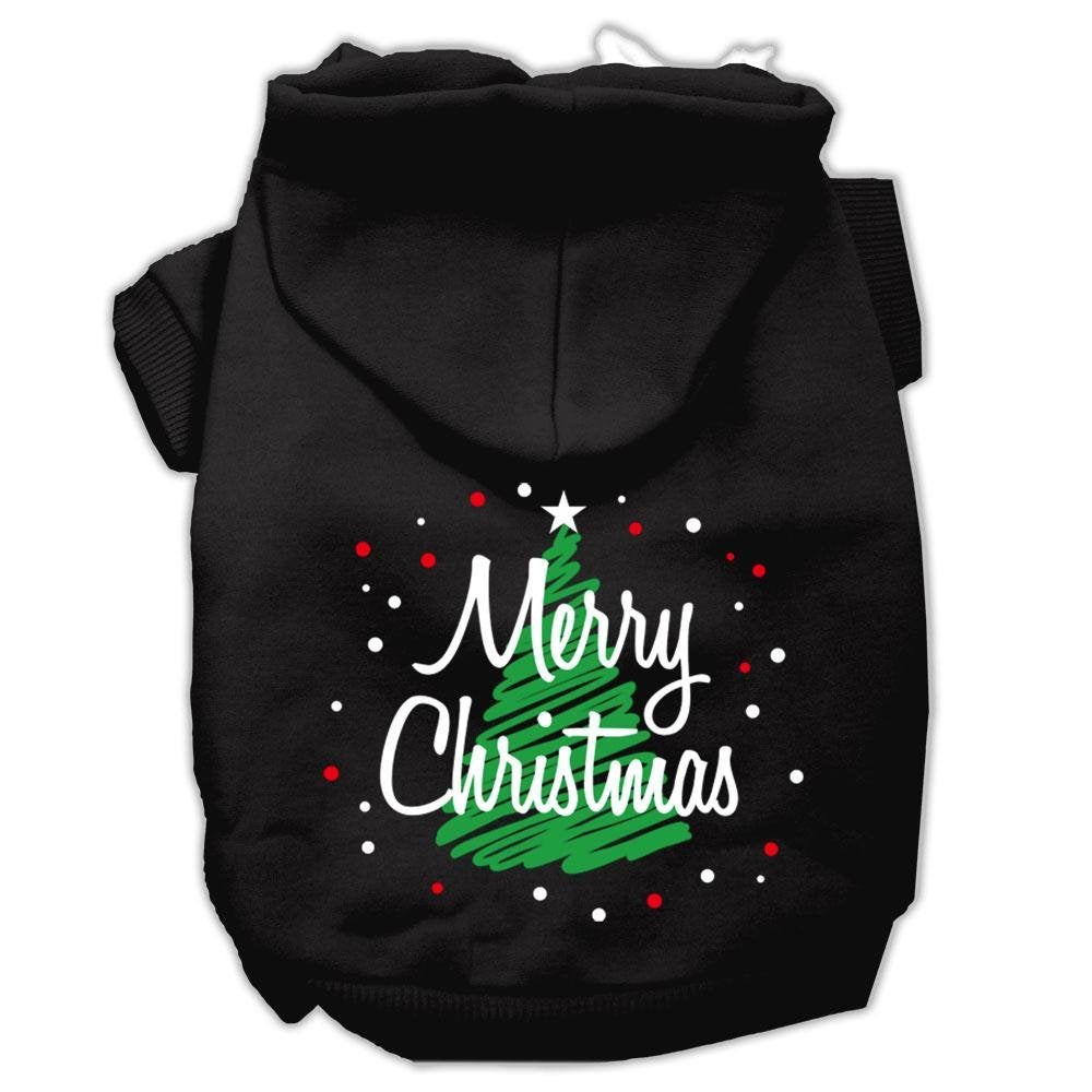 Mirage Pet Products Scribbled Merry Christmas Screenprint Pet Hoodies, Large, Black