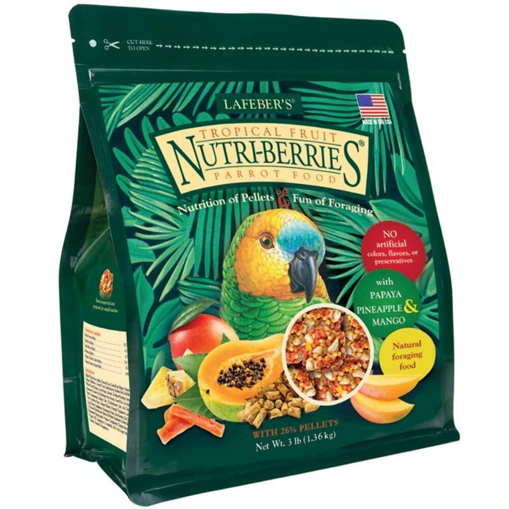 LAFEBERS Tropical Fruit Nutri-Berries Pet Bird Food, Made with Non-GMO and Human-Grade Ingredients, for Parrots, 3 lb