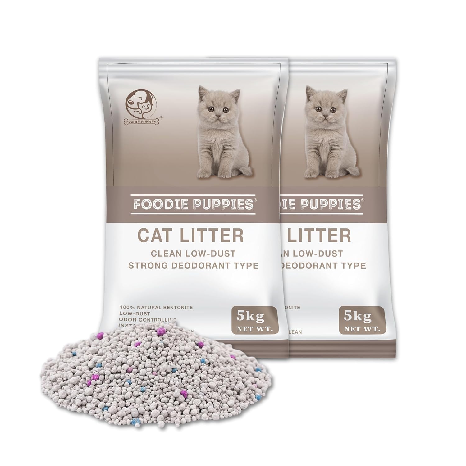 Foodie Puppies Natural Bentonite Cat Litter Sand - (5Kg, Pack Of 2) With Lavender Fragrance For Cats And Kittens | Clean Low-Dus