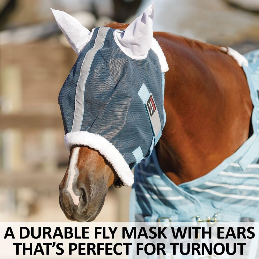 Schneiders Dura-Mesh II Fly Horse Mask with Ears | Reflective Safety Strips | 1000D Poly Vinyl Mesh | 70% UV Protection | Color