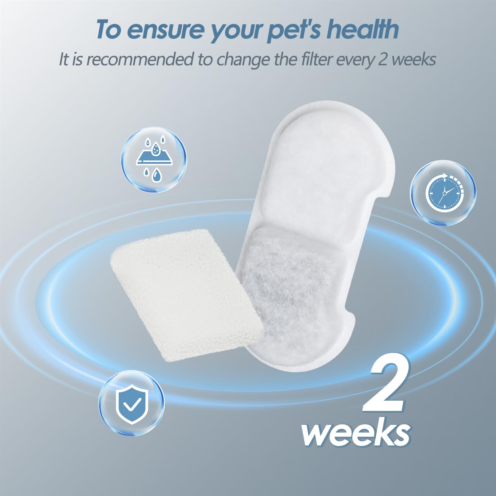 SEIRMEP Official 4 Packs Cat Water Fountain Replacement Filters & Pre-Filter Sponges for 101oz/3L Stainless Steel Cat Water Foun