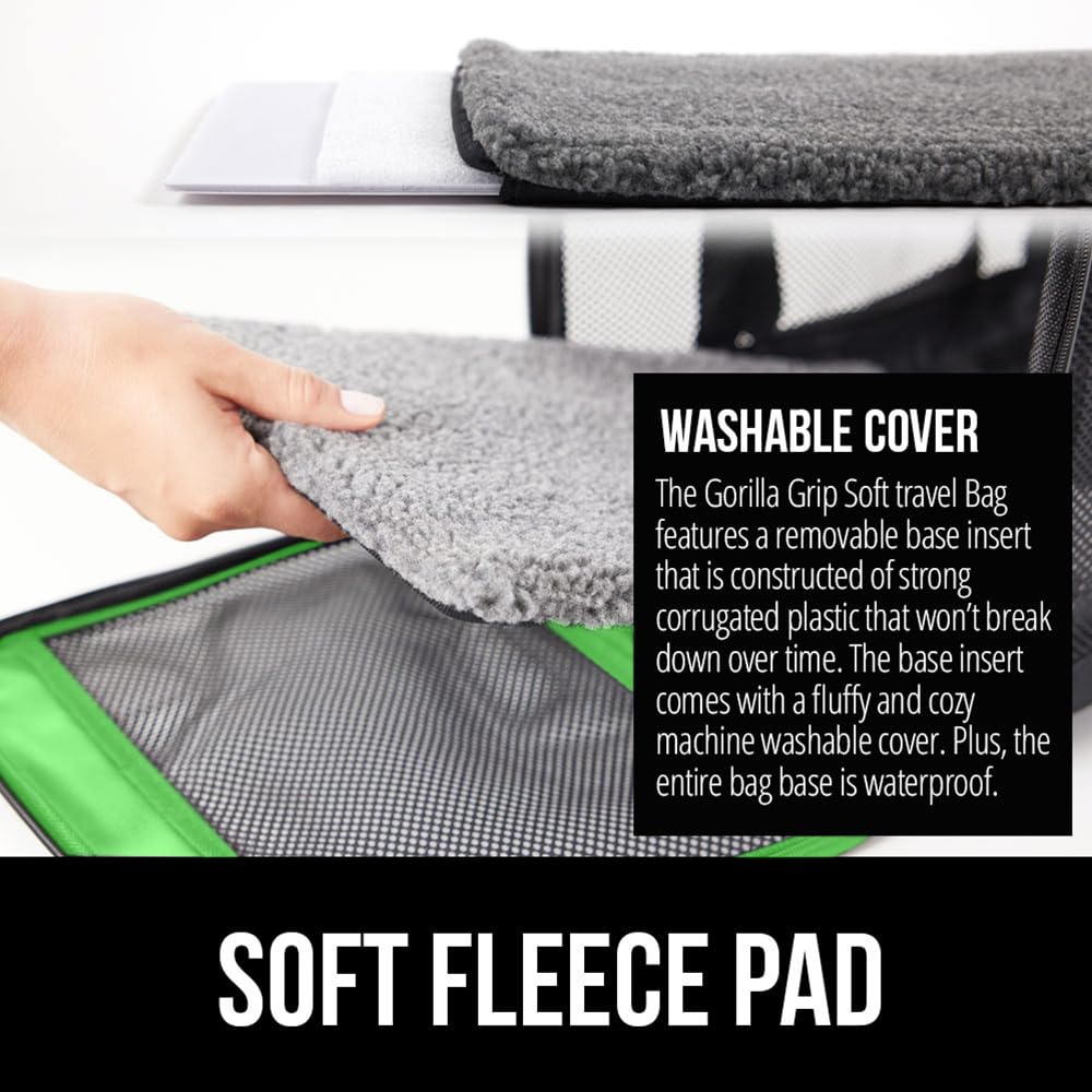 Gorilla Grip Airline Travel Cat Carrier Bag Up To 15 Lbs, Breathable Mesh Collapsible Pet Carriers For Medium Cats, Small Dogs, Puppies, Portable Kennel With Soft Washable Waterproof Pad, Light Green