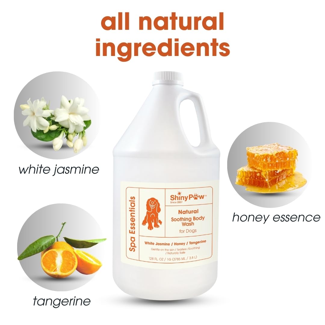 Jasmine & Honey Spa Body Wash for Dogs by Shiny Paw 1 Gallon (128 oz) | Dog Itchy Skin Relief & Aging Coat | Hypoallergenic Dog