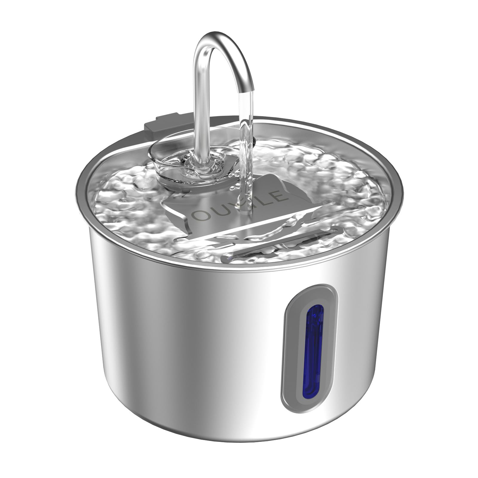 OUYILE Stainless Steel Cat Fountain - 2.2L/74oz Ultra-Quiet Drinking Automatic Pet Water Fountain with Replacement Filters Cat W