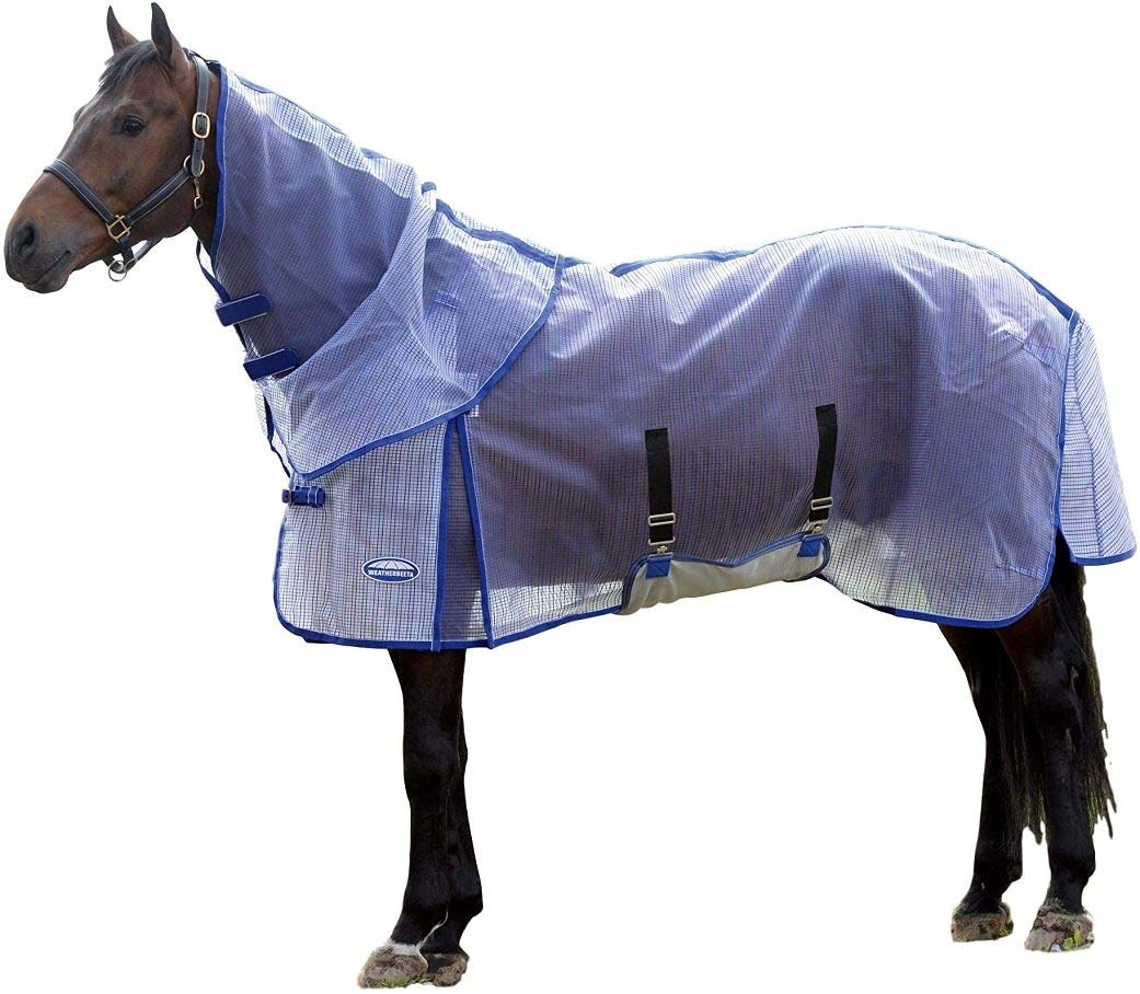 Weatherbeeta Comfitec Ripshield Plus With Belly Wrap Detach A Neck, White/Blue, 75''