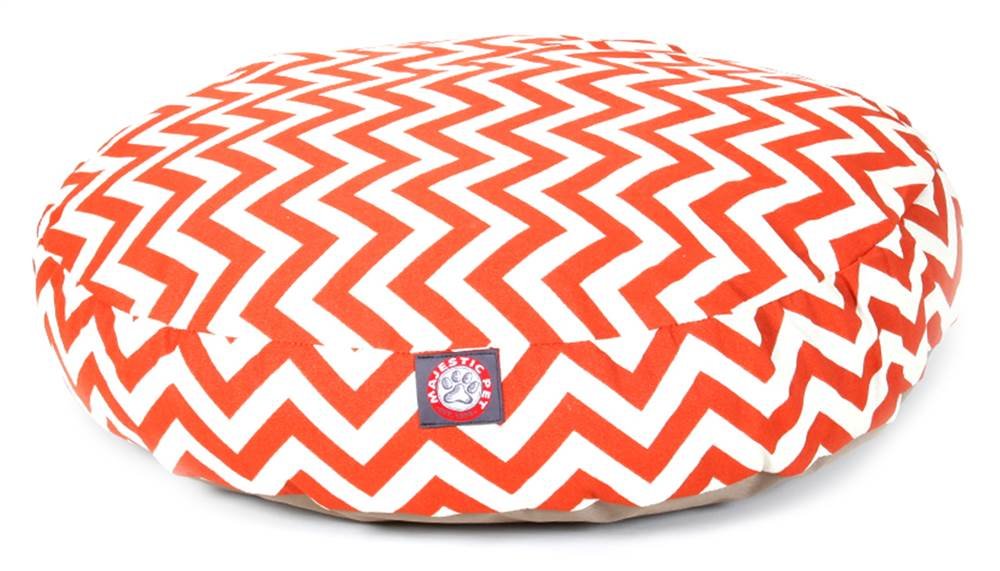Burnt Orange Chevron Large Round Indoor Outdoor Pet Dog Bed with Removable Washable Cover by Majestic Pet Products