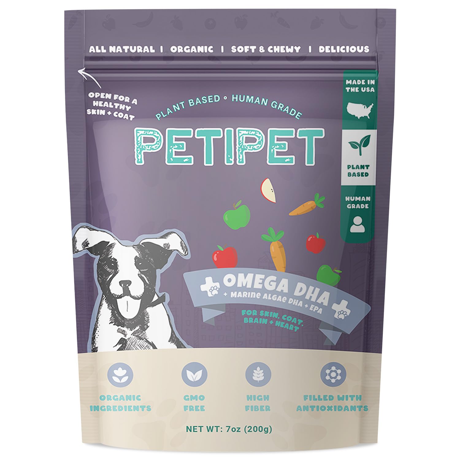 Petipet Omega 3 for Dogs - Skin, Coat, Brain & Heart Health Supplement- For Dry, Itchy, or Flaky Skin - Allergies and Itch Relie