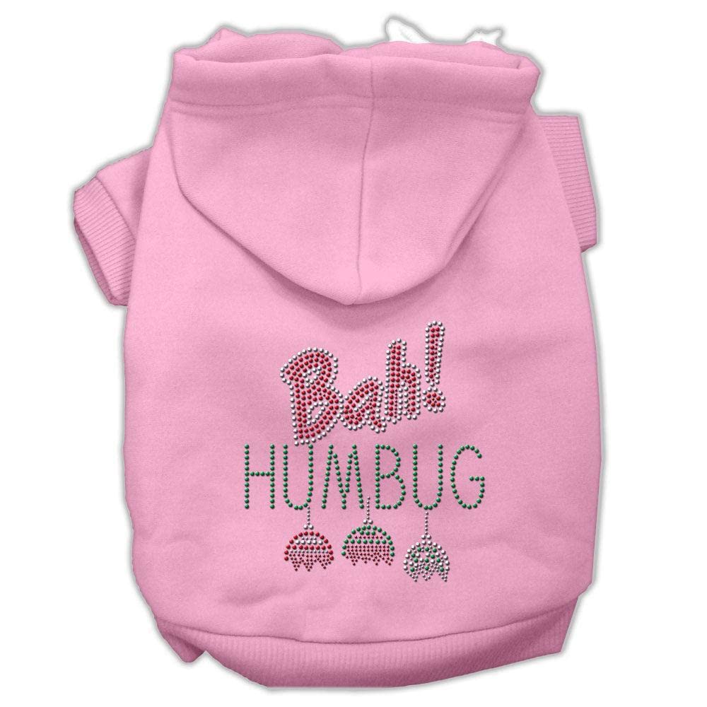Christmas Pet Dog & Cat Hoodie Rhinestone, 'Bah Humbug' Baby Blue Sm (3-6 Lbs.)