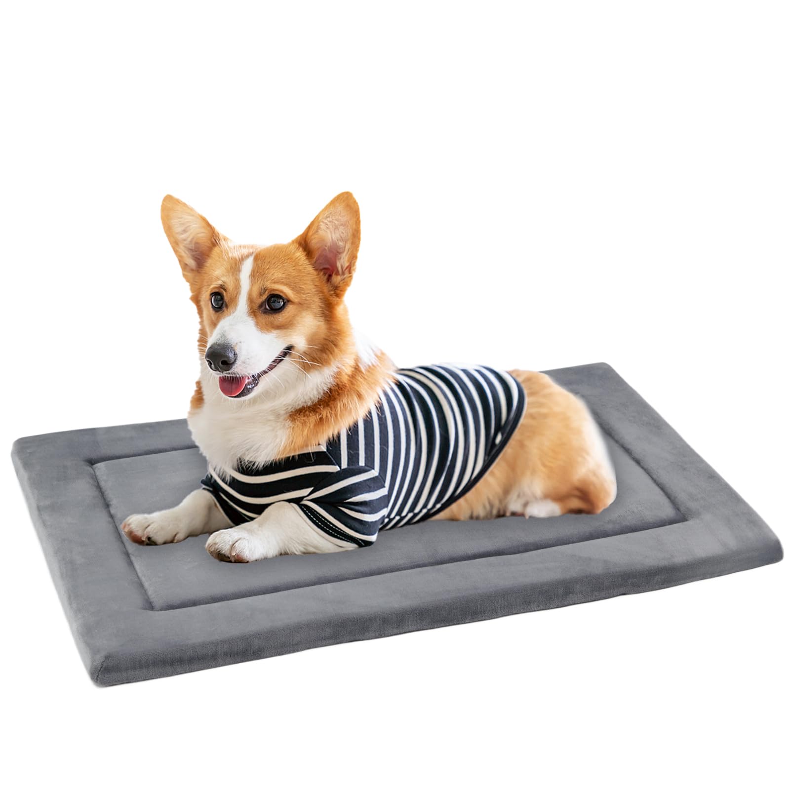 Khonsu Pet Dog Bed Mat Crate Pad For Up To 45 Lbs Dogs With Reversible Sides For Cold And Hot Seasons, Completely Washable Cushi