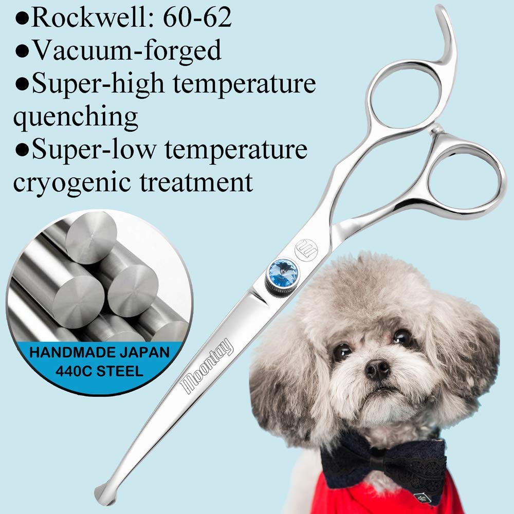 Moontay Professional Dog Grooming Straight, Curved, Thinning/Blending/Chunking Scissors Kit, Jp-440C Stainless Steel Pet Cat Hai