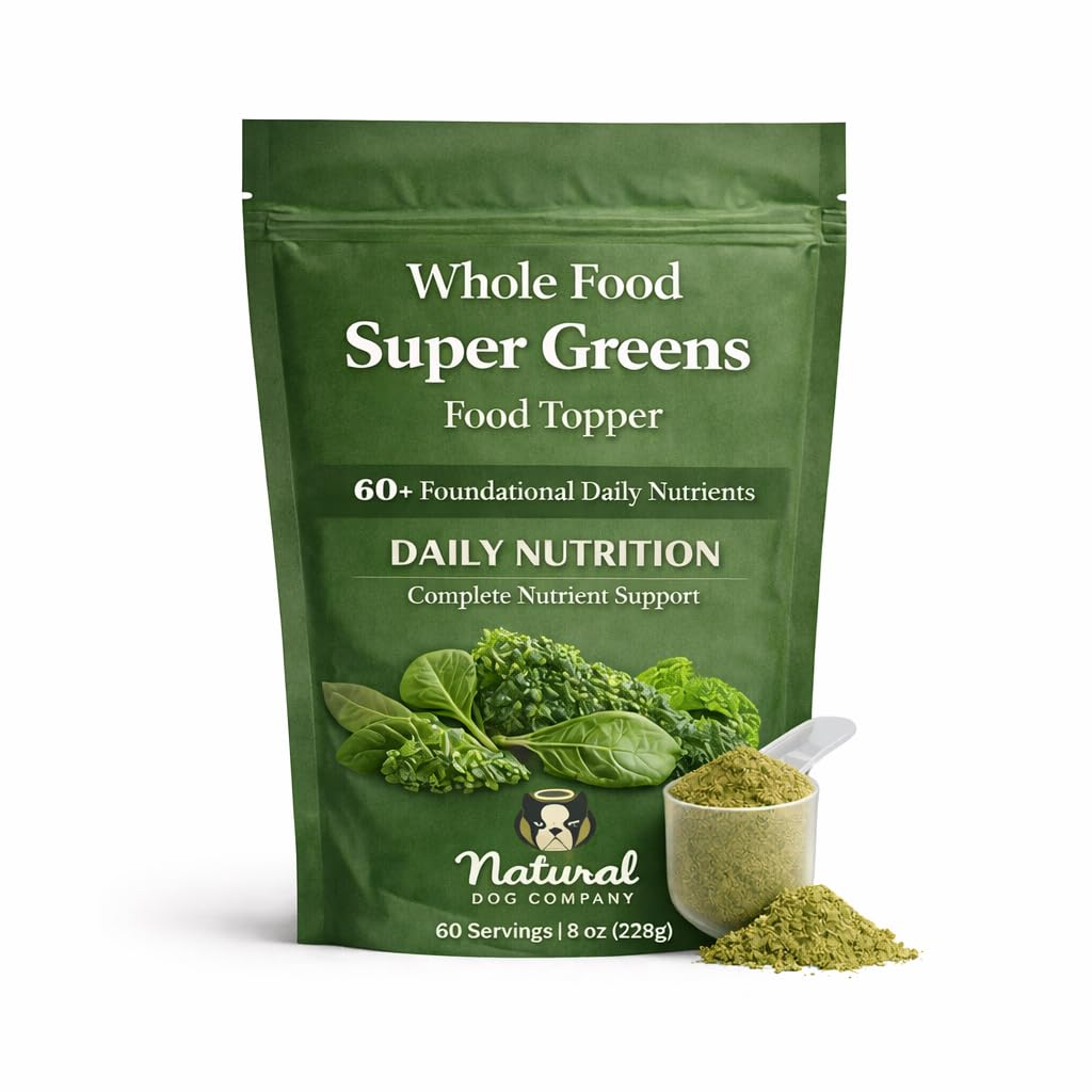 Natural Dog Company Super Greens Food Topper for Dogs, 8oz - Multivitamin & Superfood Powder - Immune, Digestive & Skin & Coat S