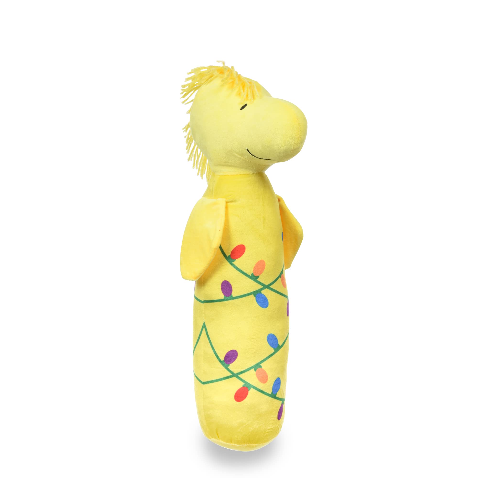 Peanuts Plush Woodstock Holiday Dog Toy, 24" Squeaky Chew Toy, Holiday Tangled Lights, Model FF14614 for Large Dogs