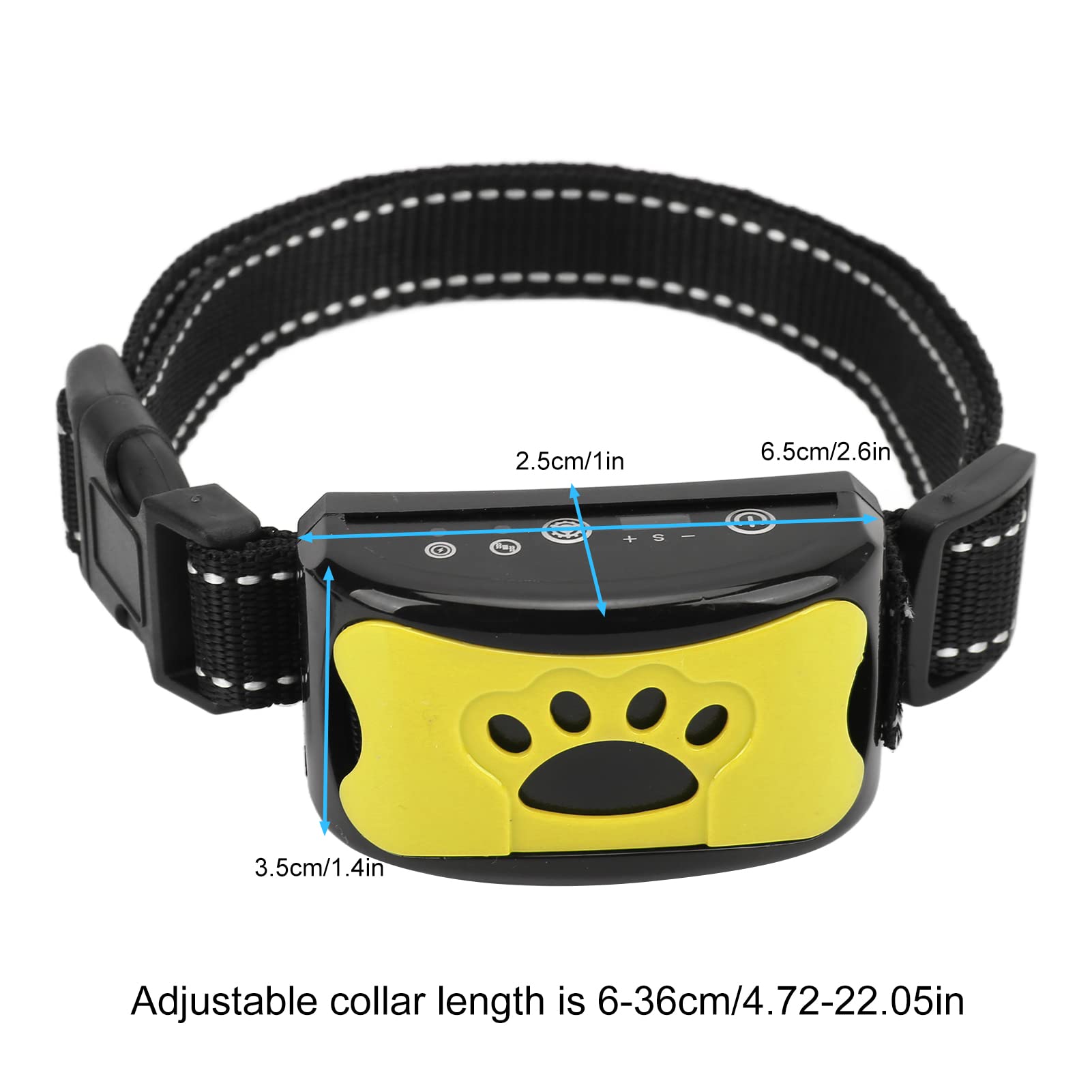 Ashata Anti Dog Bark Collar, Dog Barking Collar, Usb Rechargeable Waterproof Vibration Intelligent Recognition Training Collar 7 Sensitivity (Lemon Yellow)
