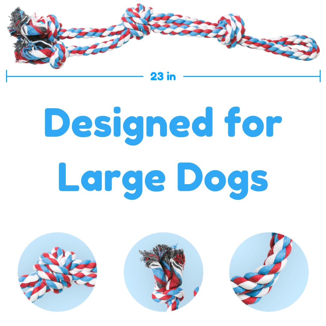 Pacific Pups Products 2 Pack Red - Xl Dog Rope Toy For Aggressive Chewers - Benefits Non-Profit Dog Rescue - Tug Of War Dog Toy,