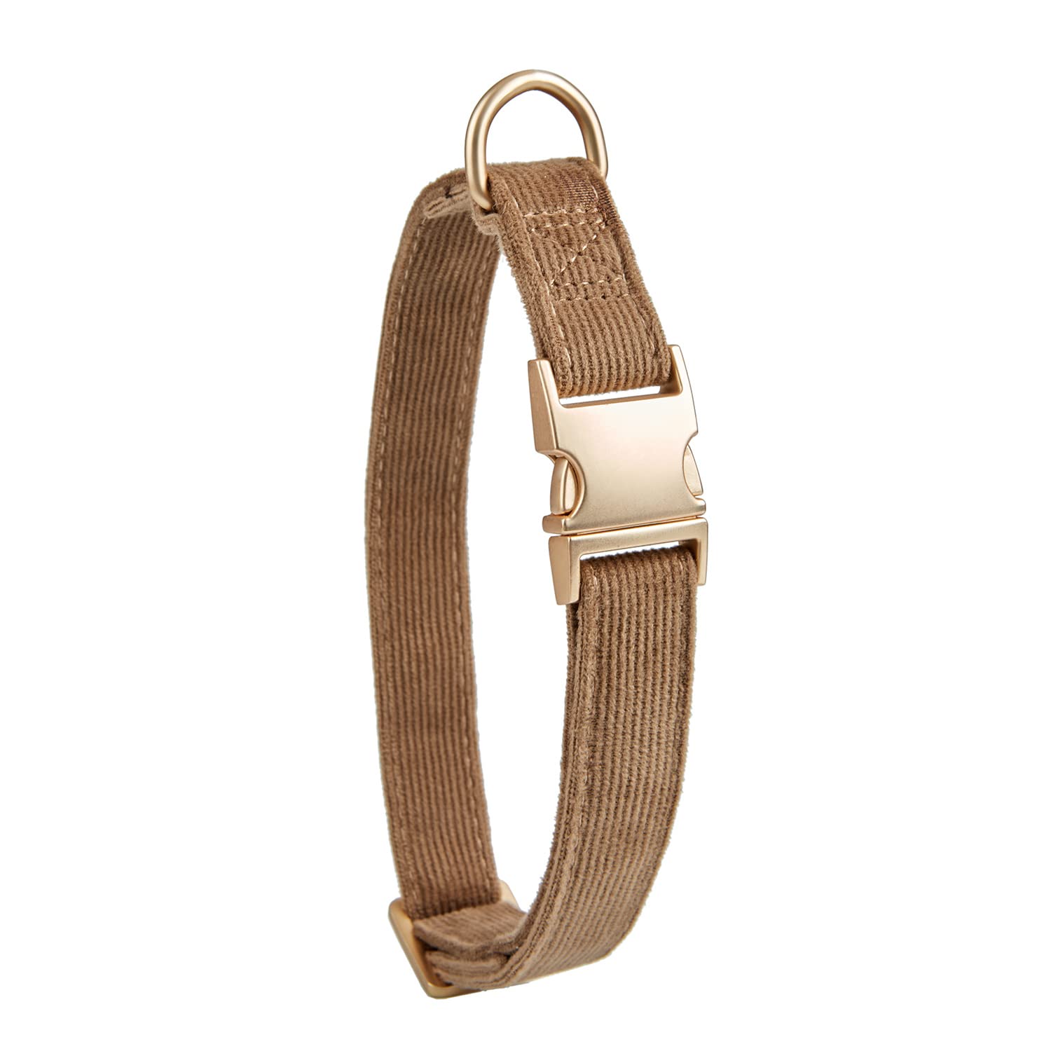 Petiry Soft Corduroy Fibric Dog Collar with High Grade Metal Buckle, for Medium Dogs.(Brown,Medium:12-19'')