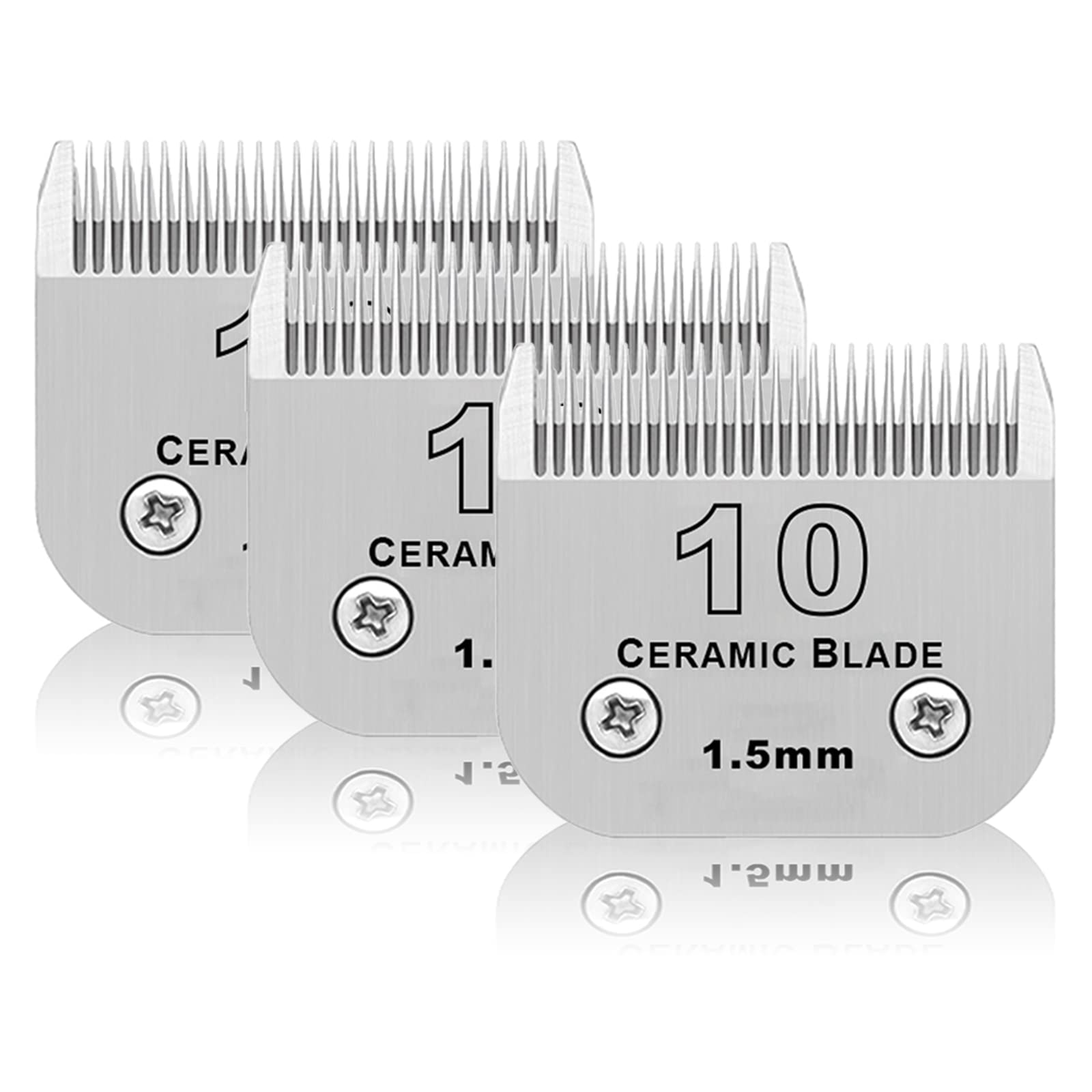 Dodaer 3 Pack 10# Detachable Pet Dog Grooming Ceramic Blades,Compatible With Andis,Oster A5,Wahl Km-10 Series,Size #10 Blade 1/1