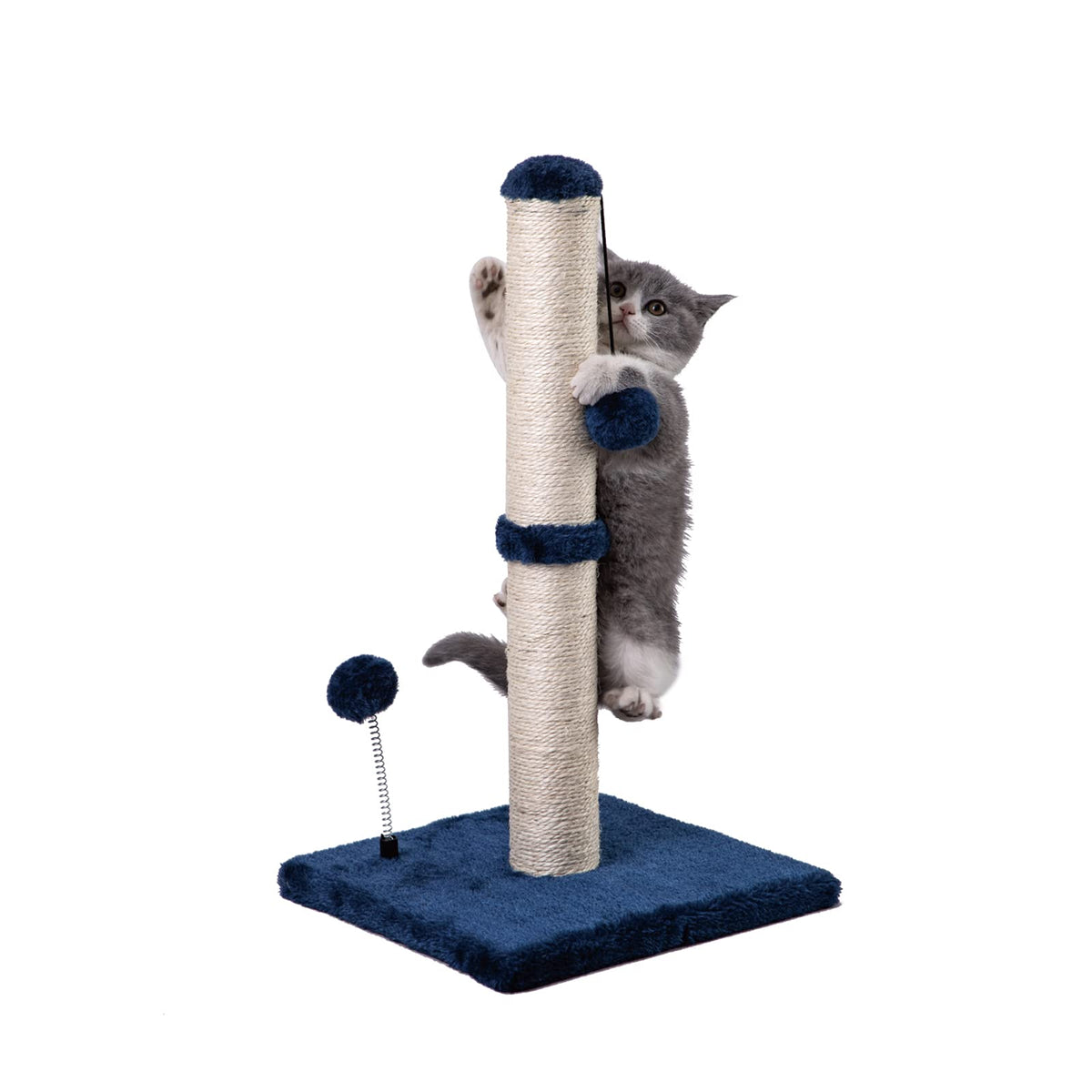 Mecool Cat Scratching Post Premium Basics Kitten Scratcher Sisal Scratch Posts With Hanging Ball 22 In For Kittens Or Smaller Cats (22 Inches For Kitten, Navy)