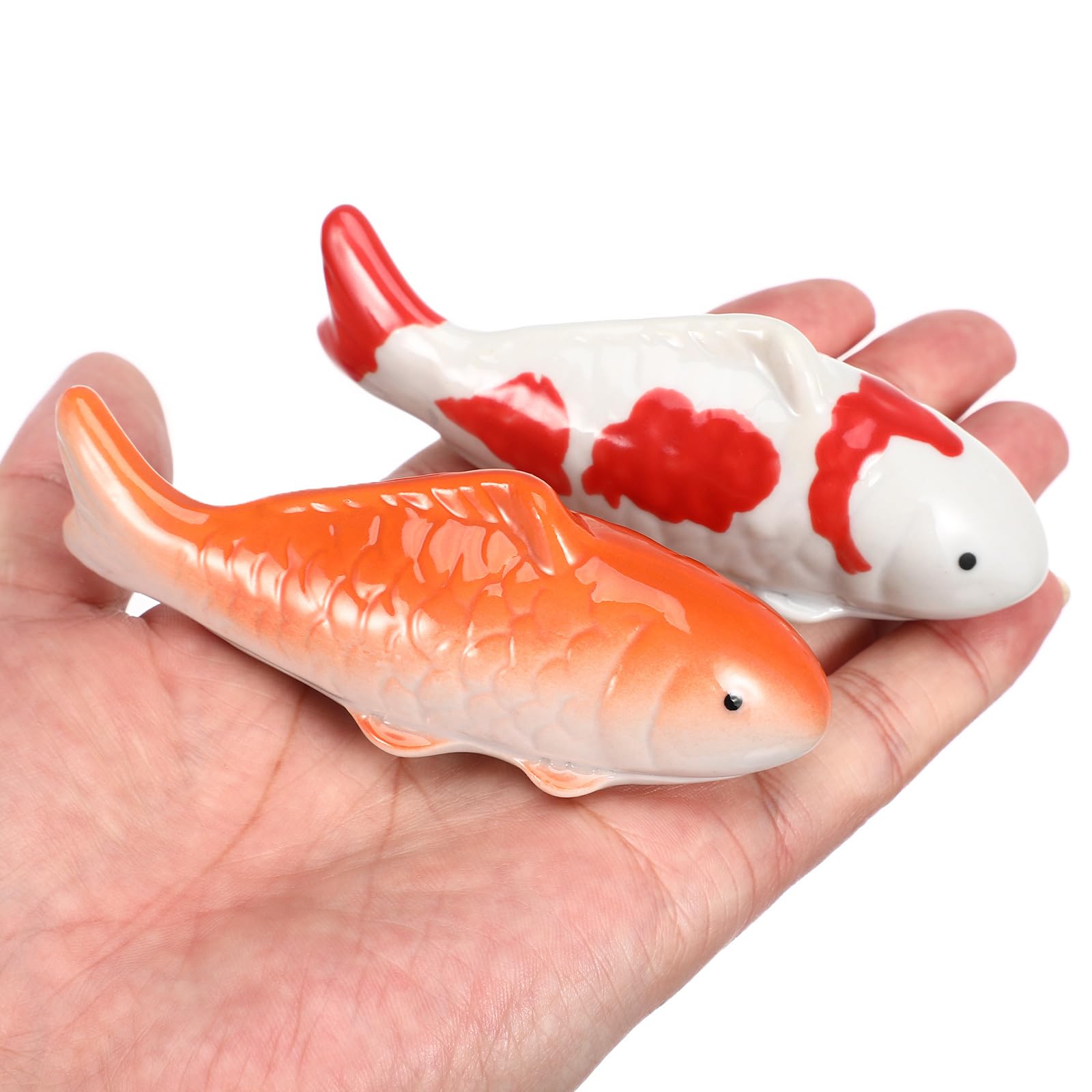 balacoo 2 Pcs Aquarium Floating Koi Fish Decor, Realistic Ceramic Floating Koi Fish Figurines for Desktop Fish Tank Pond Garden
