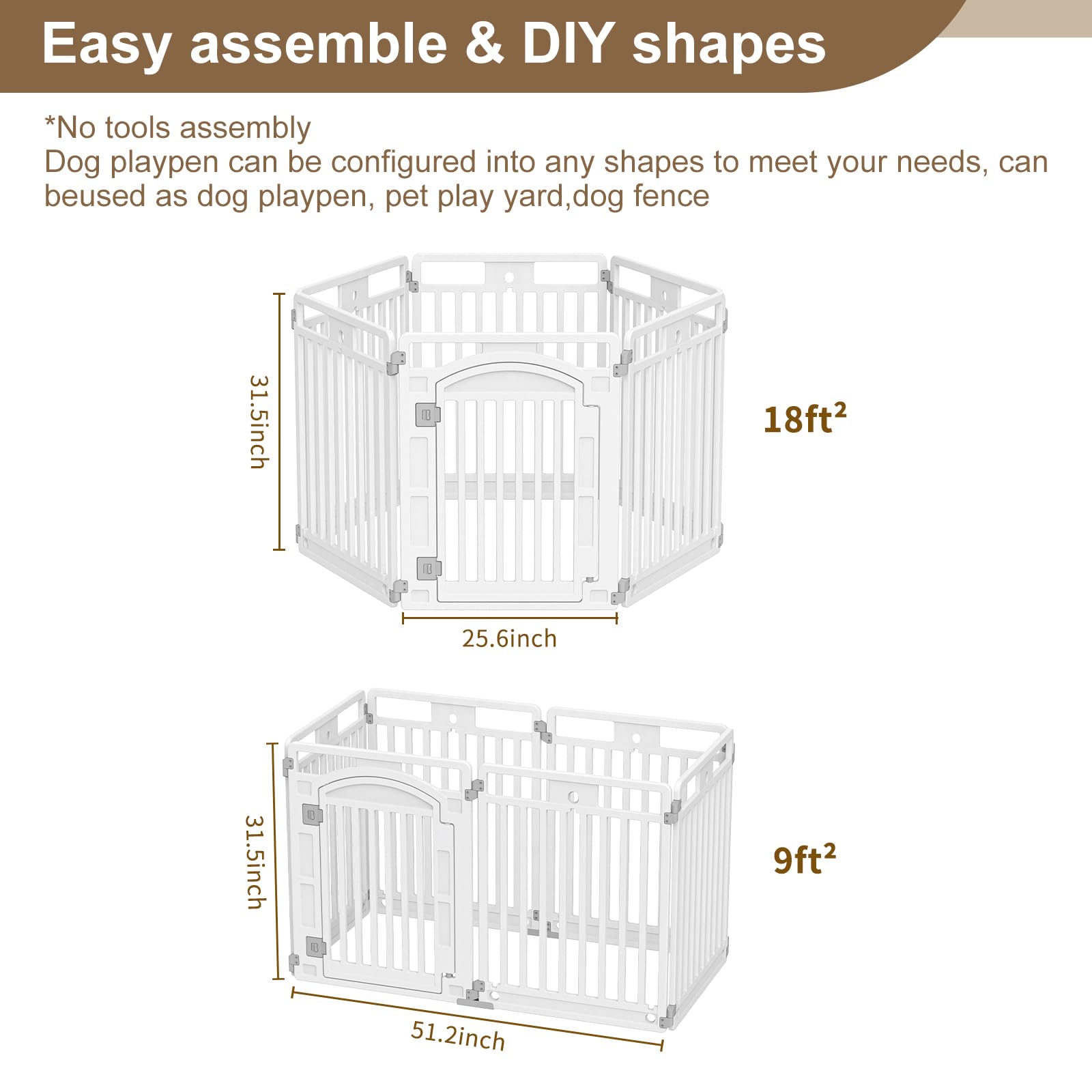 Pet Playpen With Door Dog Foldable Puppy Playpen For Puppies And Small Dogs 6-Panels Easy Assemble Easy Storing For Indoor And O