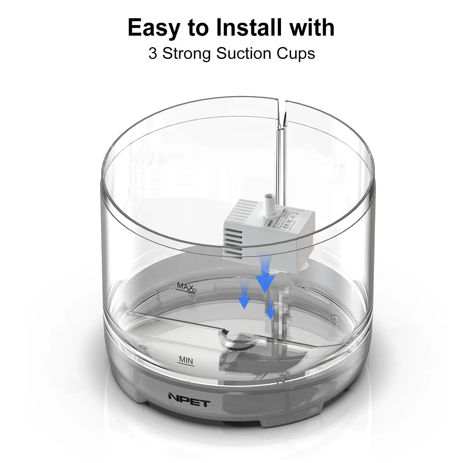 Npet Pet Water Fountain Auto Shut-Off Pump With Led Light For Wf020/Wf050 Cat Fountain