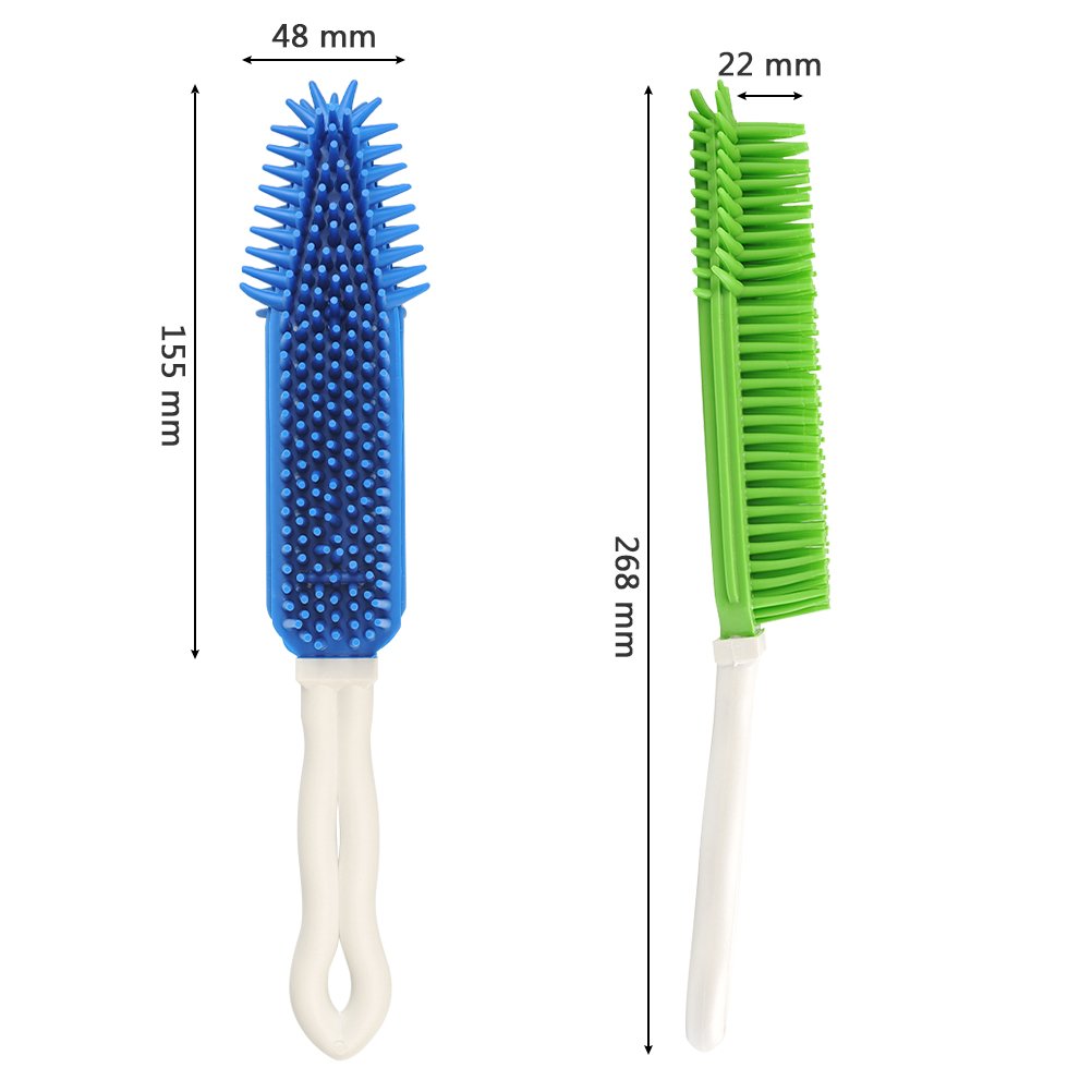 [2Pcs] Pet Hair Remove Brush, Car & Auto Detailing Brush Portable Dogs Cats Hair&Lint Remover Brush Rubber Massage Brush For Furniture, Car Interiors, Carpet (Blue And Green)