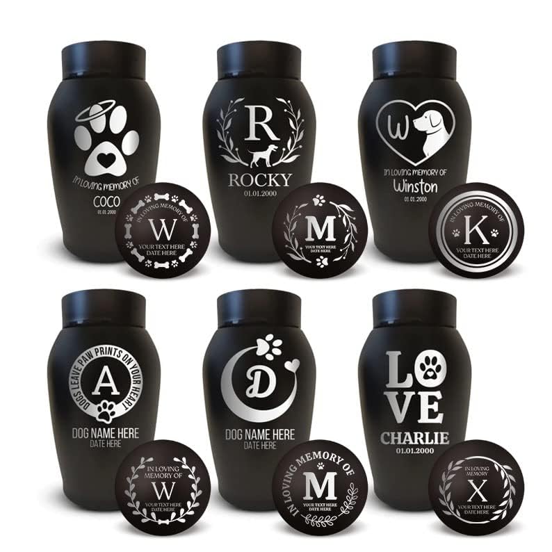 Personalized Custom Urn: Engraved Dog Name And Date - Stainless Steel Cremation Urn For Dog Ashes With Airtight Closure | Hand A