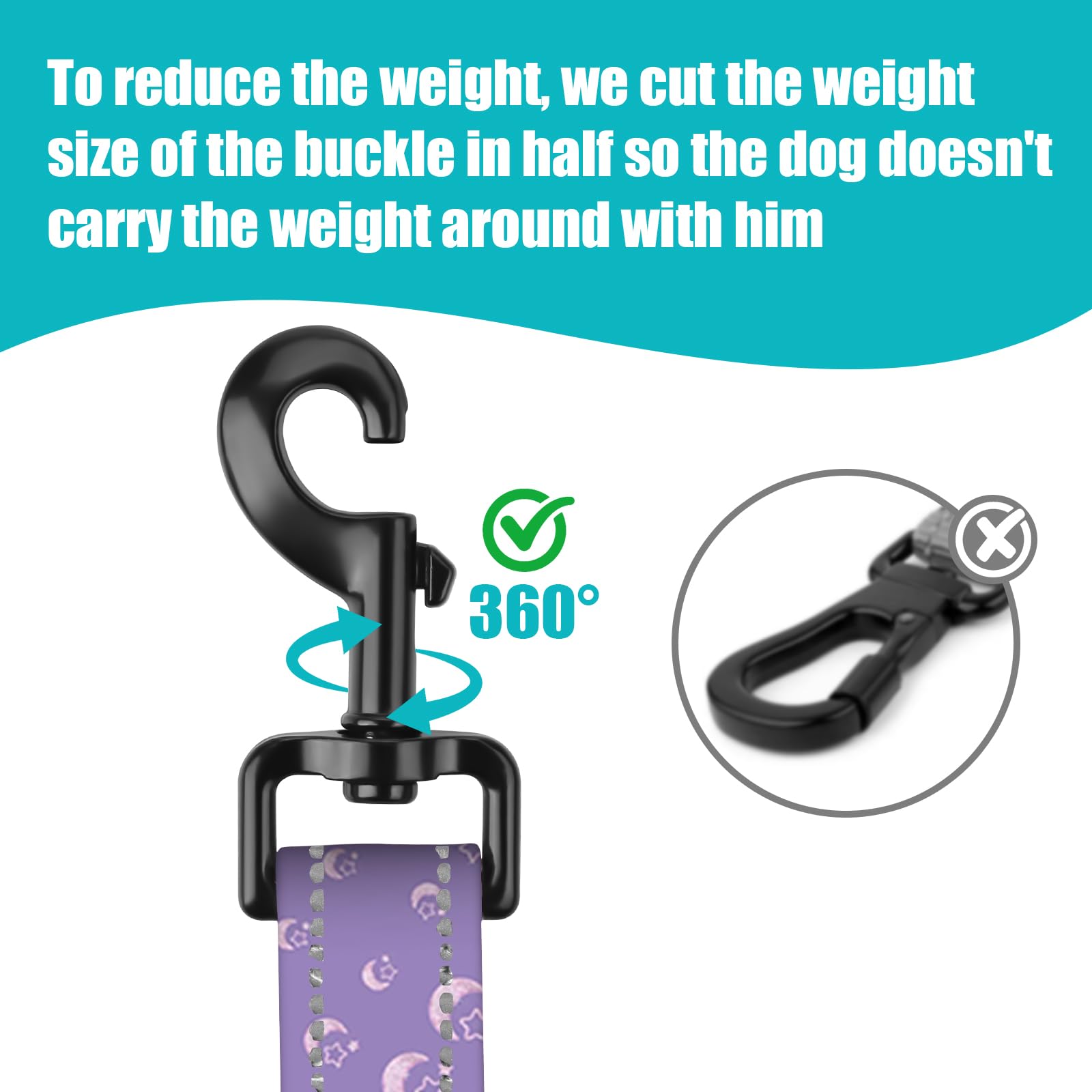Moon Nylon Short Dog Leash For Training Control - Reflective, Padded Handle For Large And Medium Dogs