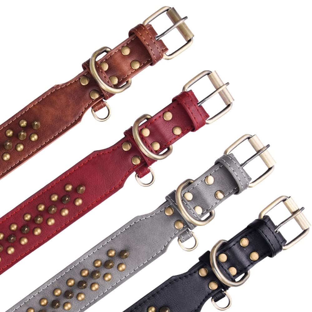 Serijoars Spiked Dog Collar Soft Pu Leather Mushrooms Rivet Spike Studded Dog Collar Adjustable Puppy Collars (Xs, Brown1)