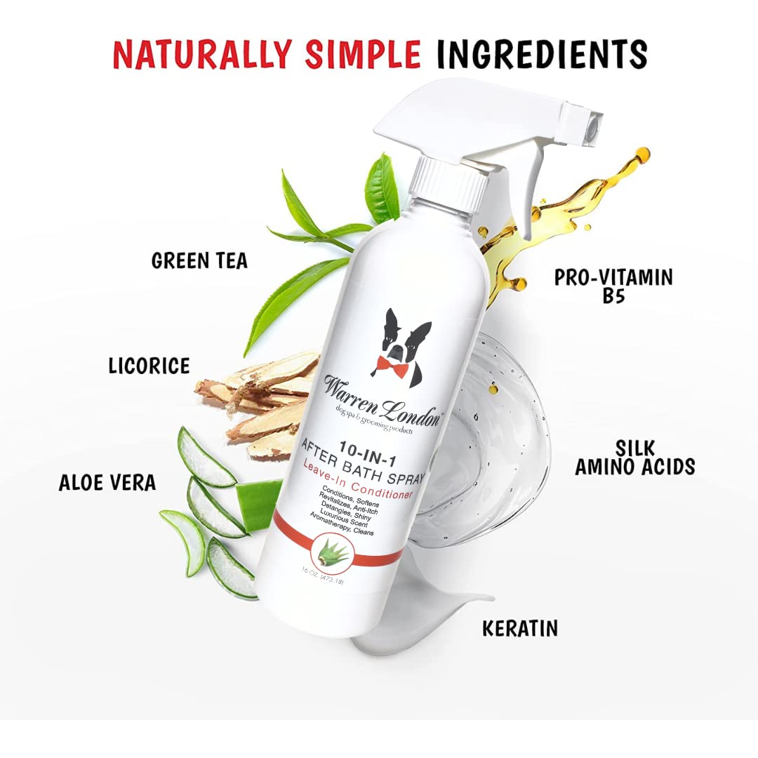 Warren London 10-In-1 After Bath Dog Spray | Dog Leave In Conditioner And Detangler Spray | Pet Grooming Spray With Aloe Vera, S