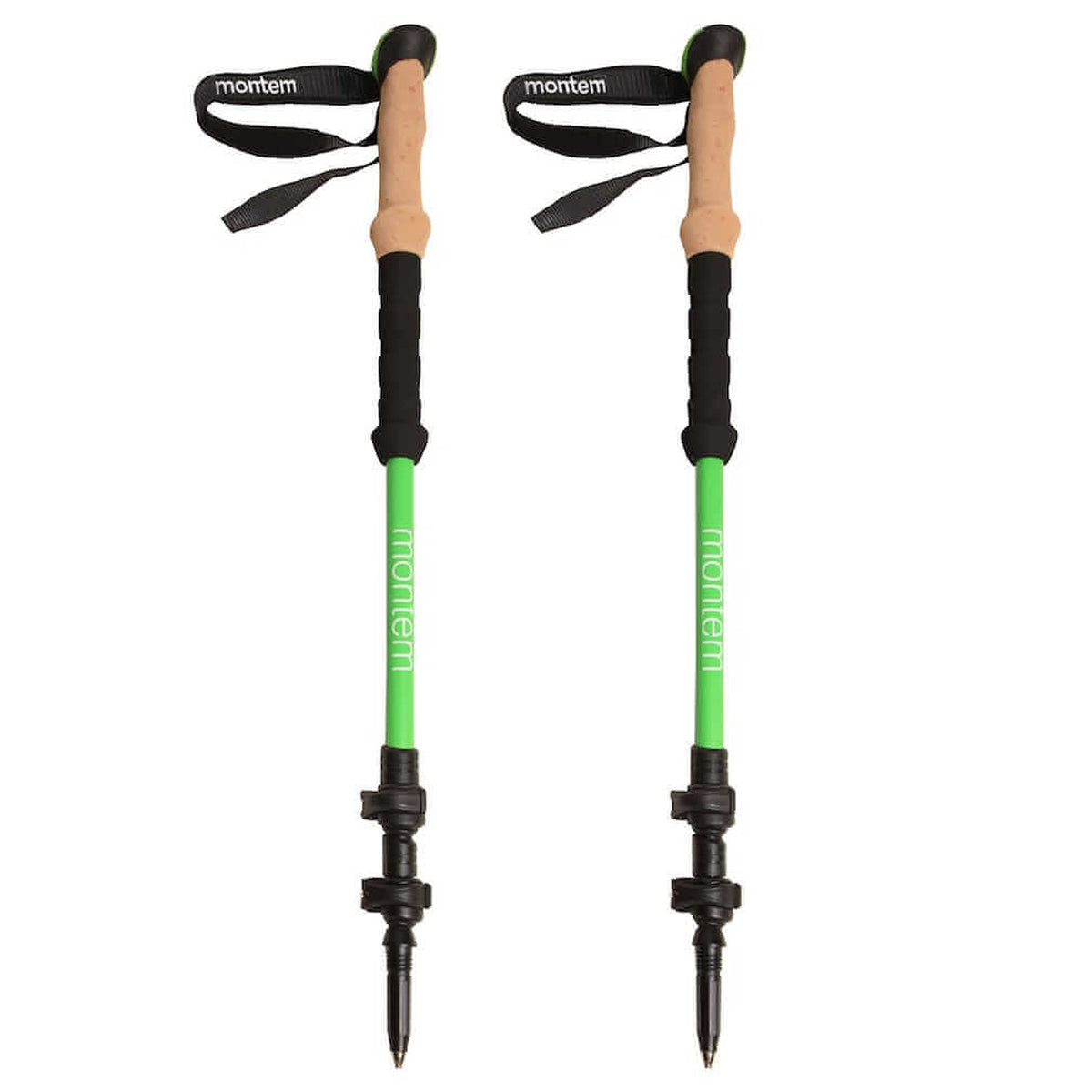 Montem Ultra Strong Hikingwalkingtrekking Poles - One Pair (2 Poles) (Green)