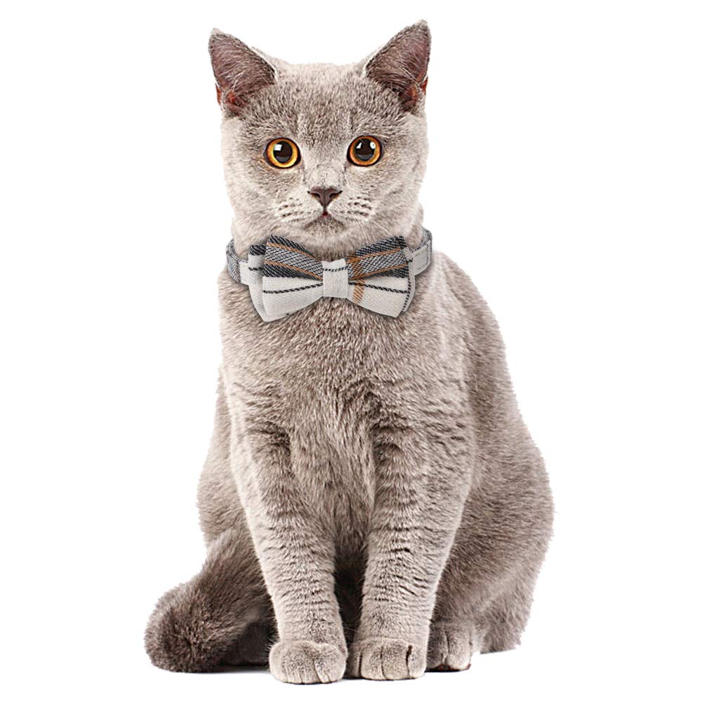 Faleela Breakaway Cat Collar With Bells - 2 Pack Cat Collar With Bells, Cat Collars With Bandana, Accessories For Pet Collars, Adjustable For Cats And Small Dogs (Beige+Brown)