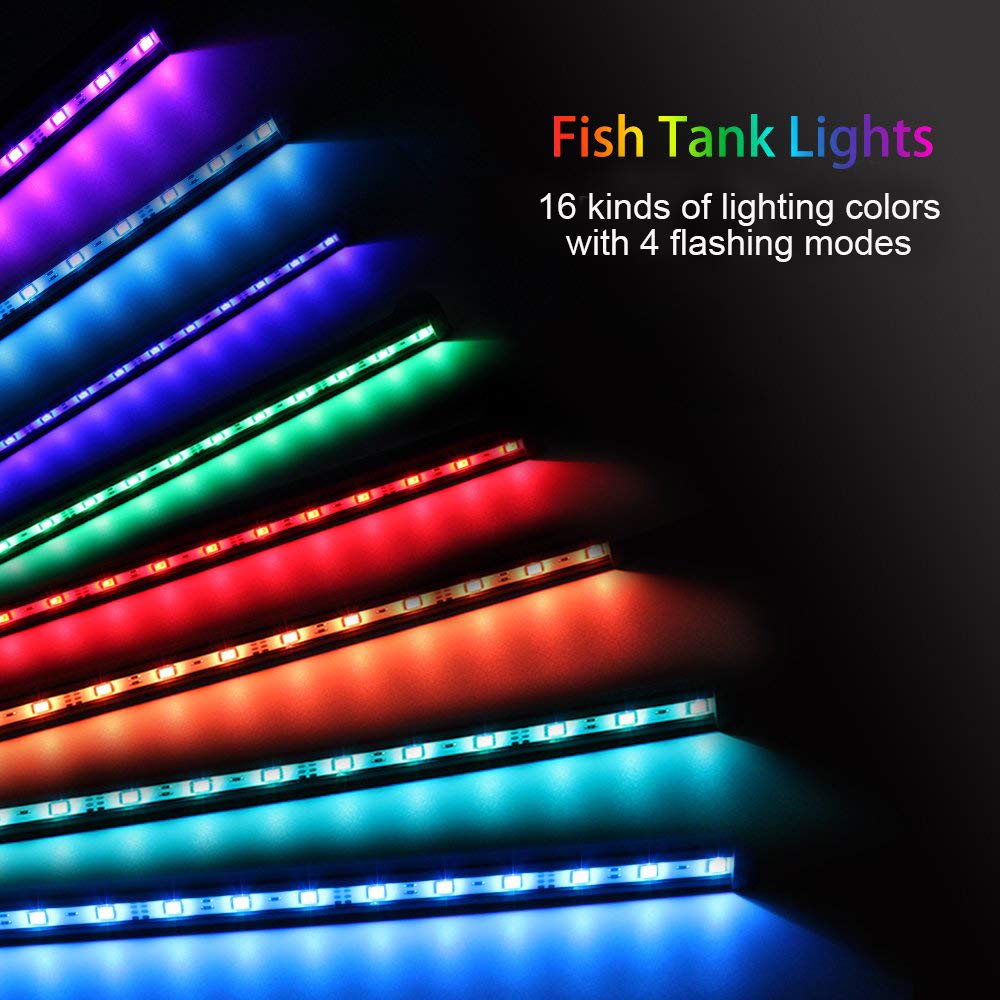 Mq 8 In Submersible Led Aquarium Light, 1.2W Color Changing Fish Tank Light With Remote Control, Ip68 Crystal Glass 9 Leds Lights Bar, For Fish Tank 10-15 Inch