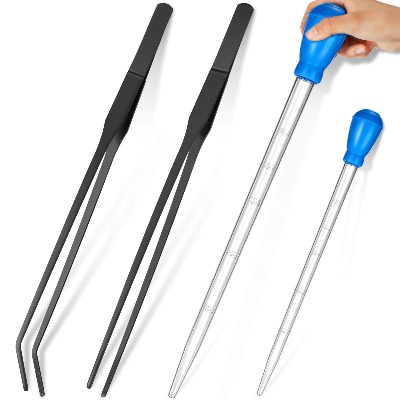 Weewooday 2 Pieces Aquarium Coral Feeder With 2 Pieces Stainless Steel Feeding Long Tweezers Syringe Spot Coral Feeder Reptile F