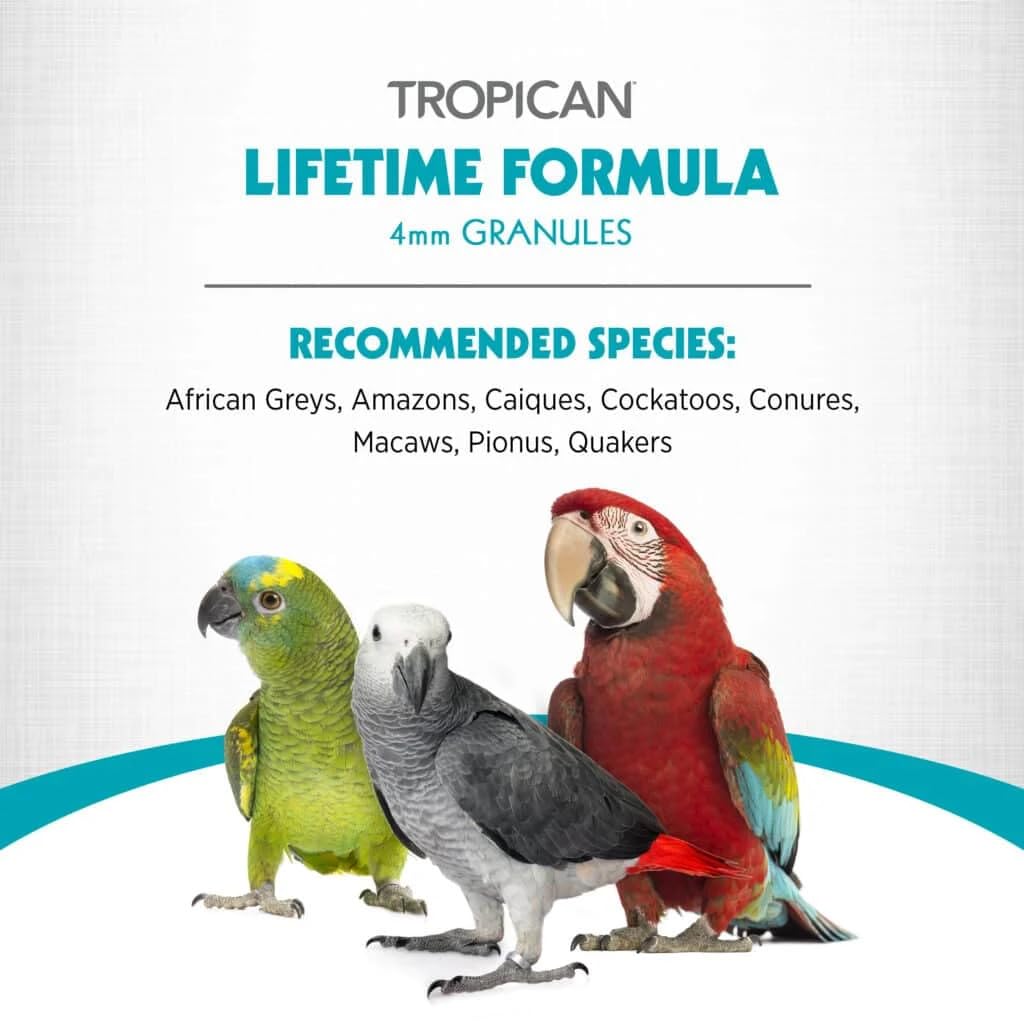 HARI Parrot Food - Tropican Granules with Peanuts & Sunflower Seeds, 1.8 lb Bag, Lifetime Formula