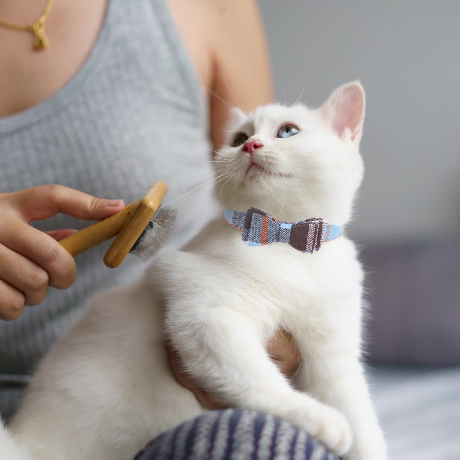 Expawlorer Puppy Collar And Leash Set - Classic Plaid Small Dog Collar With Bow Tie, 360 Swivel No Tangle Dog Leash, Adjustable