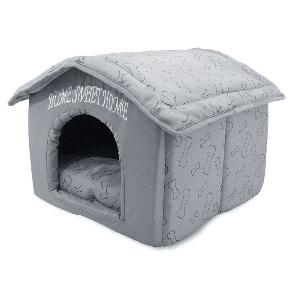 Best Pet Supplies Portable Indoor Pet House - Perfect For Cats & Small Dogs, Easy To Assemble - Silver