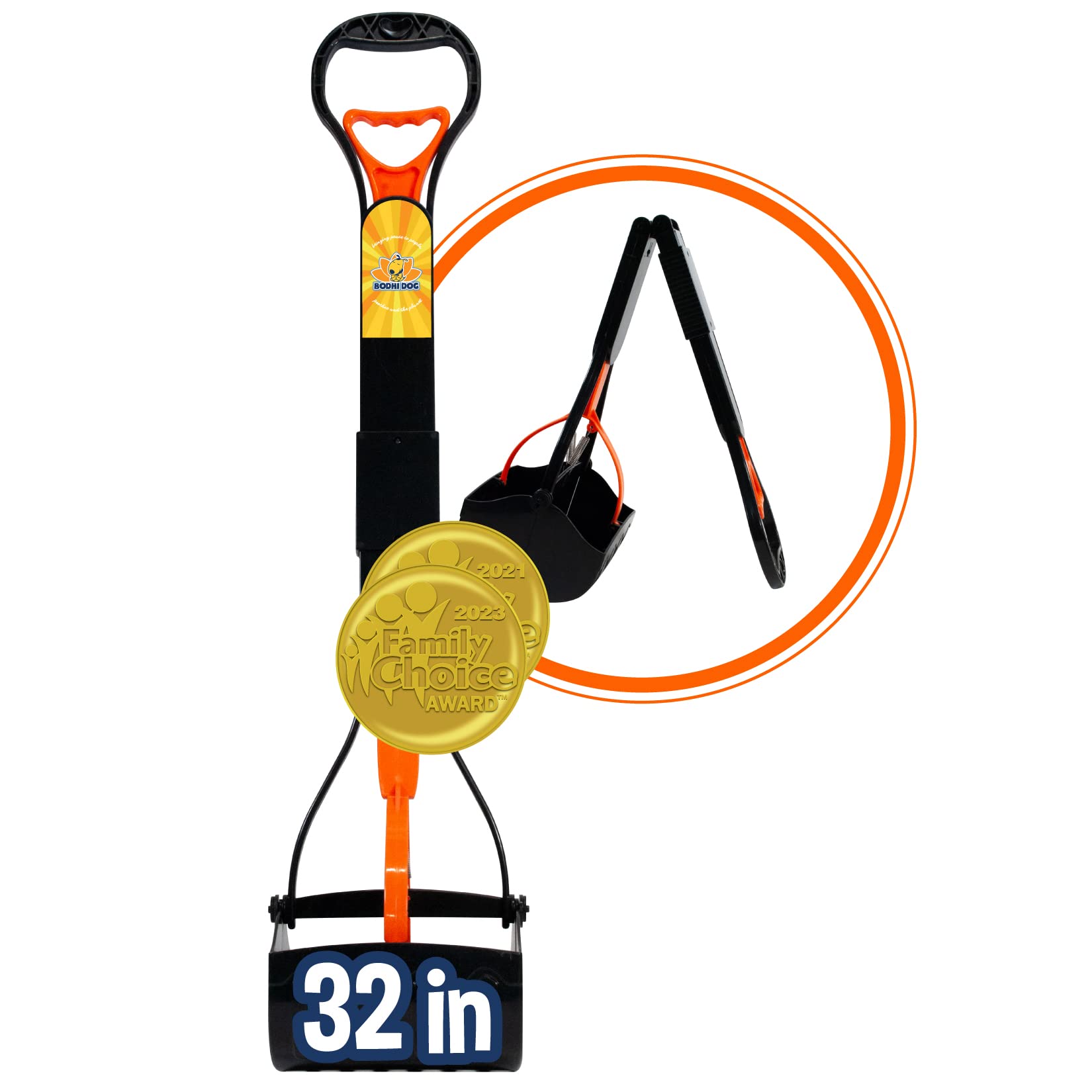 Bodhi Dog Extra Large Foldable Pooper Scooper - 32    Long Handle, Lightweight Portable Pooper Scooper For Small & Large Dogs - 