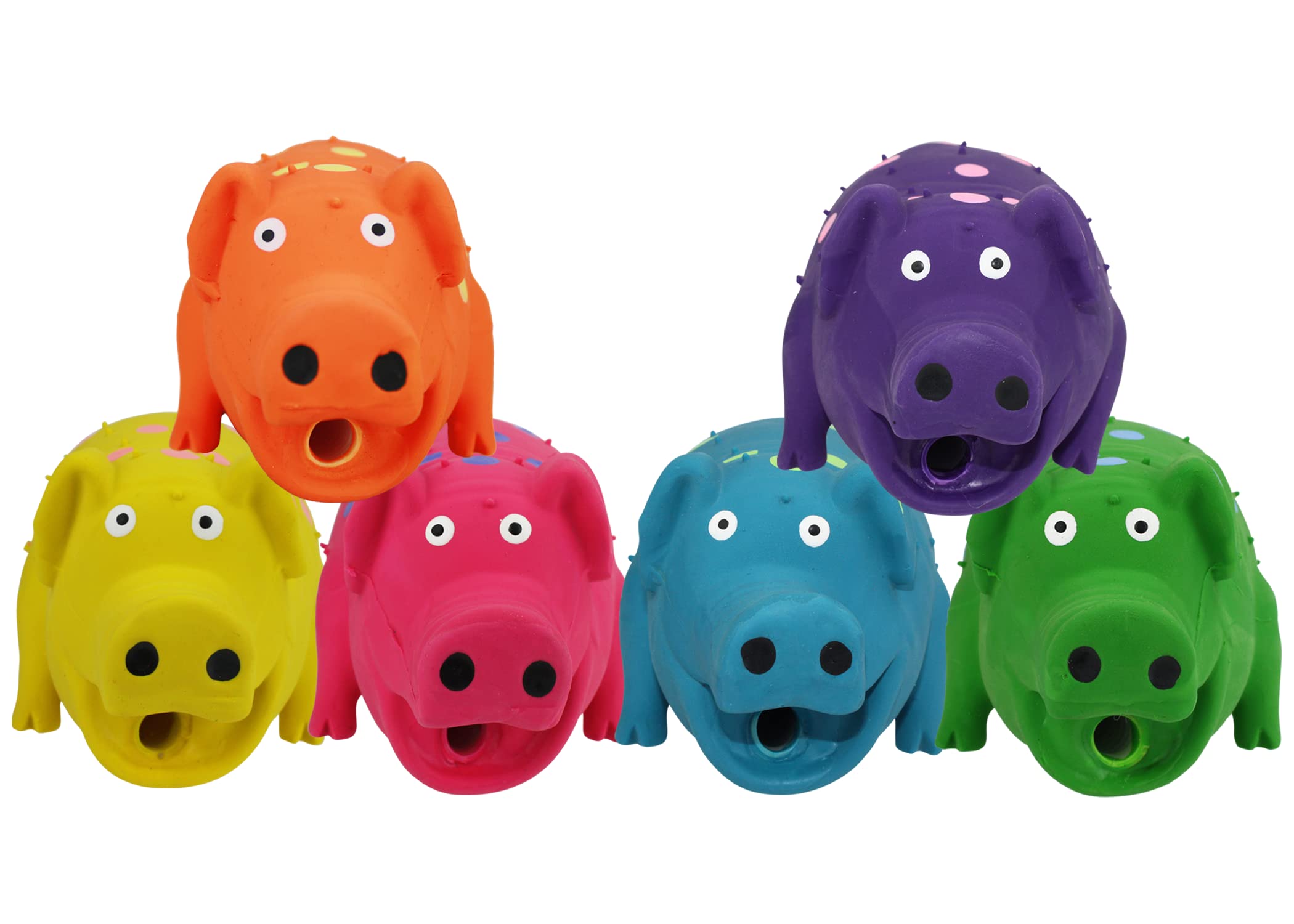 Multipet Goblets Pig Latex Dog Toy Assorted Colors Size:Pack Of 2