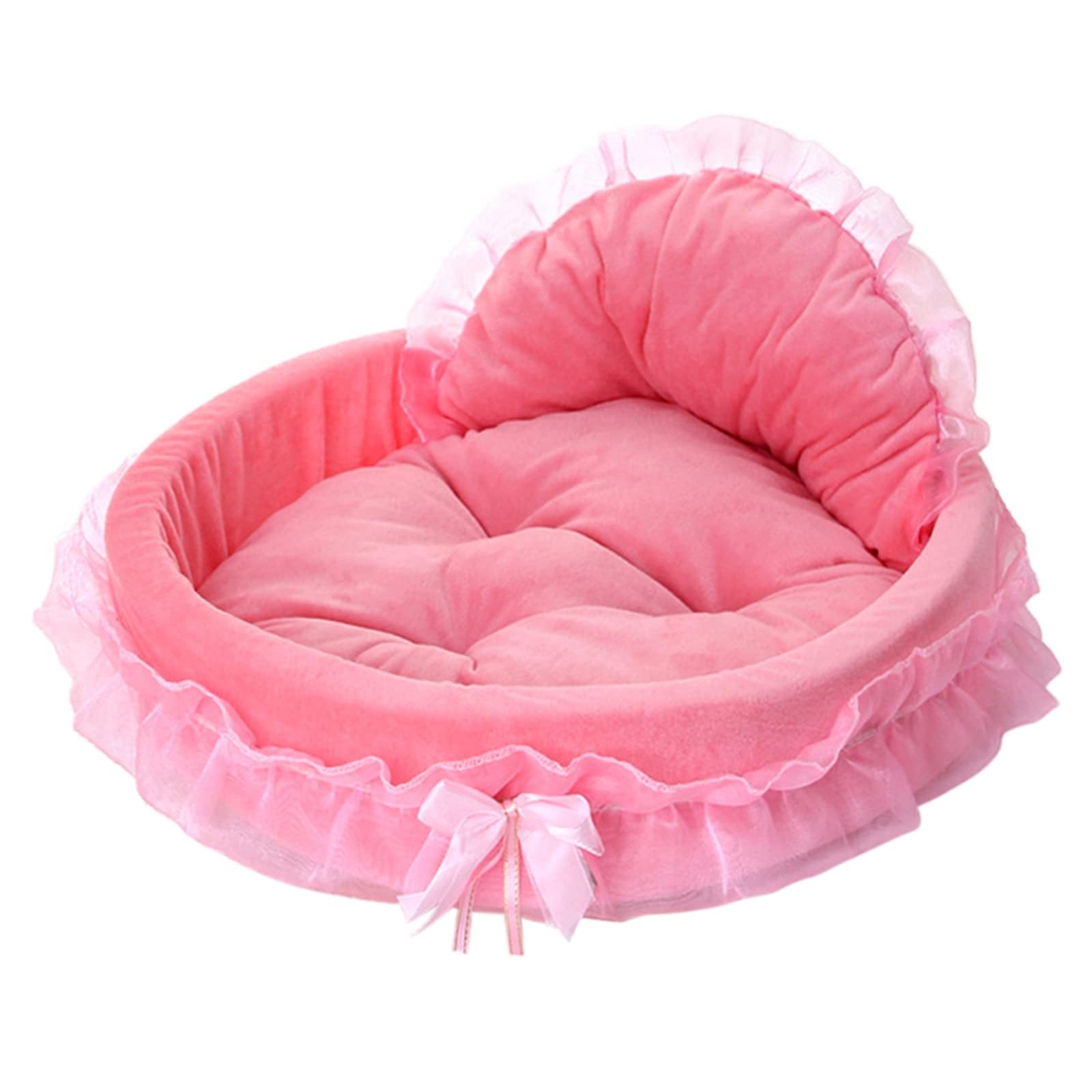 Pawstrip Pink Dog Bed Washable Princess Cat Couch Soft Plush Pet Sofa Nest Mat Snuggle Kitten Puppy Cave Beds Cute Cozy Kitten D