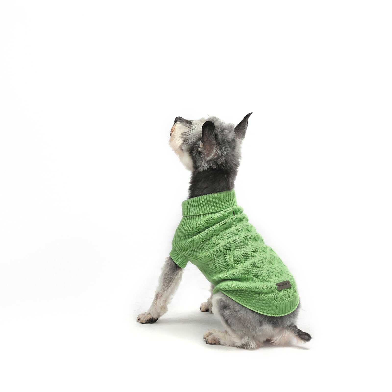 Mengmengda,Dog Pullover Sweater, Cable Knitwear, Warm Clothes For Chihuahua, Bulldog, Dachshund, Pug, Yorkie,Dog Outfits For Small Dogs Medium Dogs (Green L)…