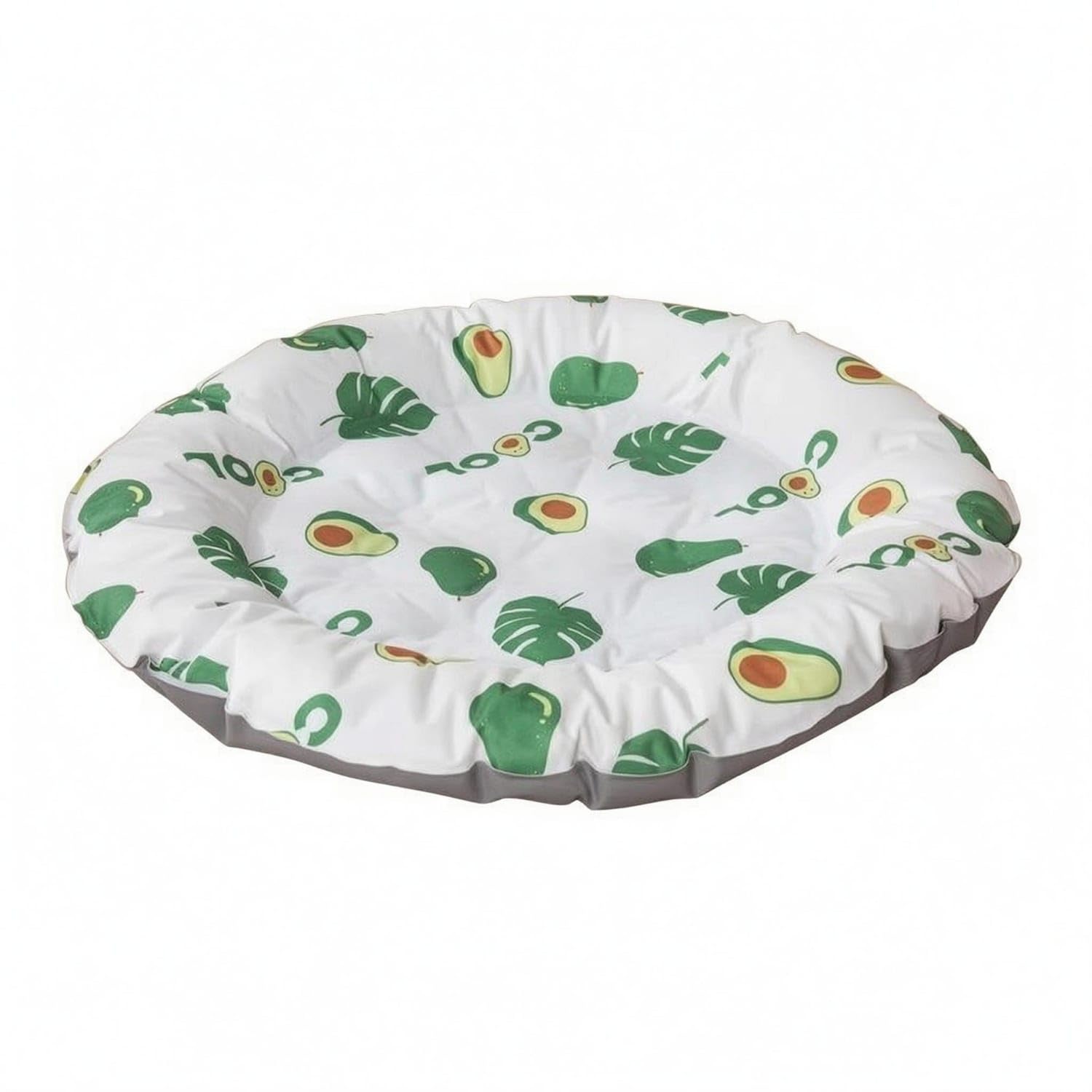 Padded Pet Cooling Mat Round Summer Pet Bed Mat Textile Cover Printed Patterns for Warm Weather, Green, S